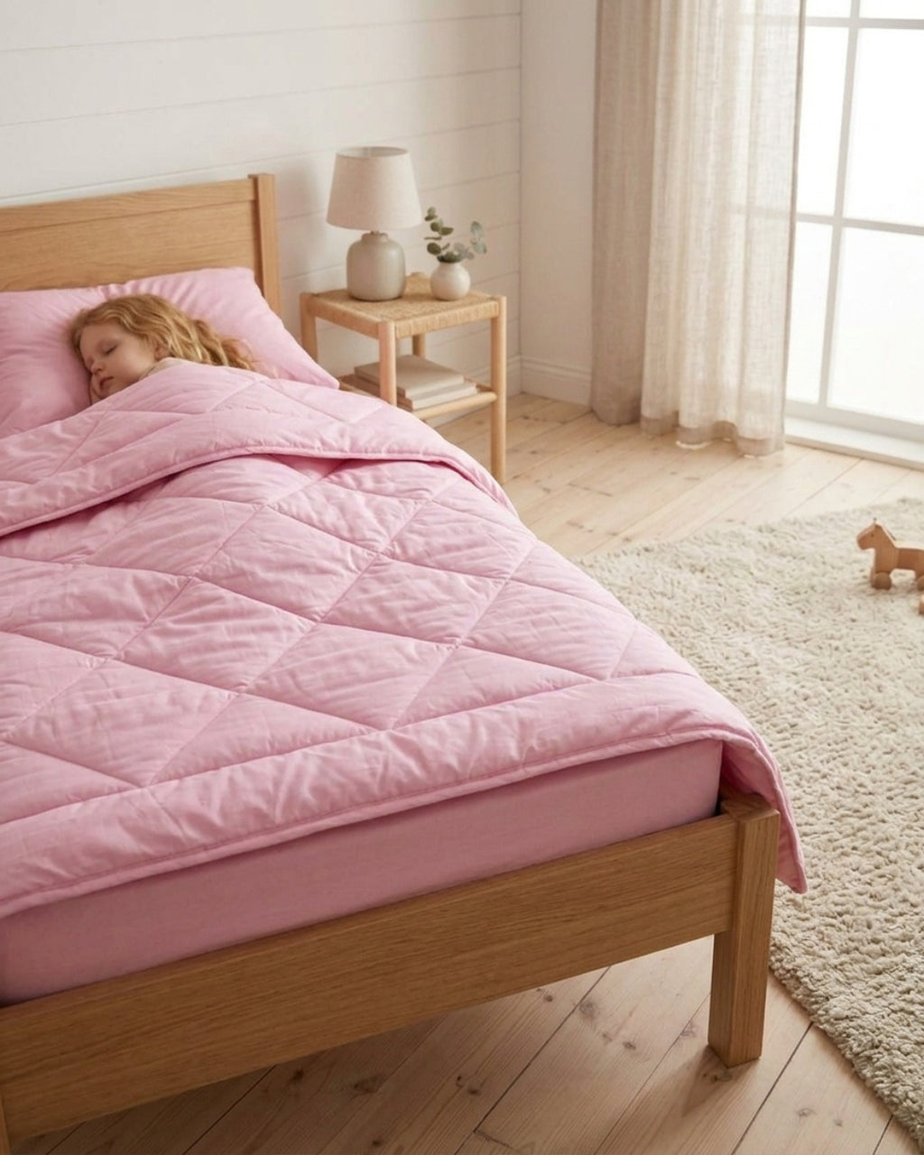 Zestaw Blankies: Kołdra (140x200) + Poduszka (50x60) –  kolor - Jasny Róż