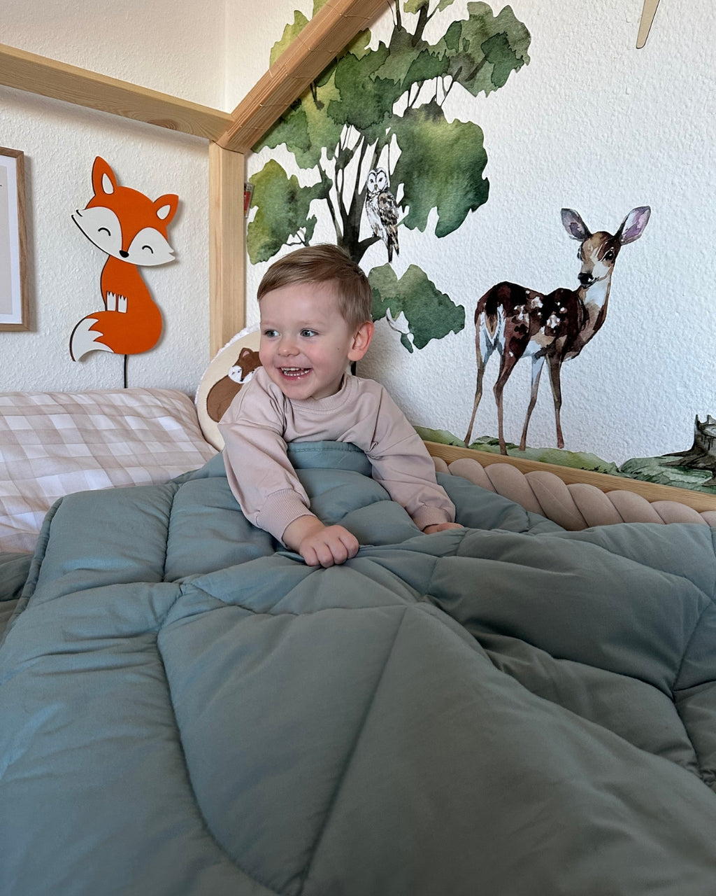Zestaw Blankies: Kołdra (140x200) + Poduszka (50x60) –  kolor - Szałwiowy