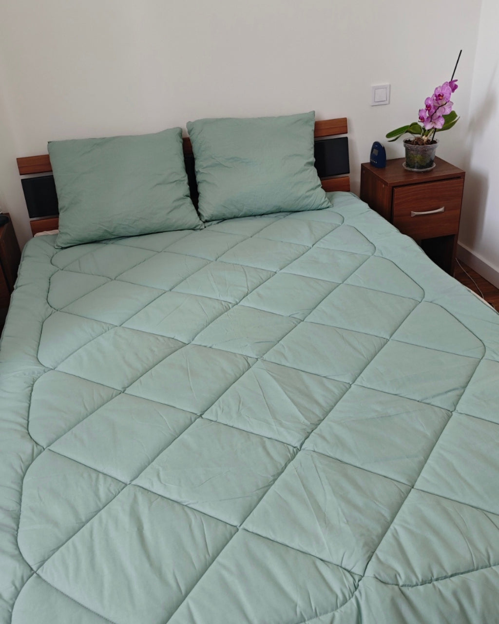 Zestaw Blankies: Kołdra (140x200) + Poduszka (50x60) –  kolor - Szałwiowy