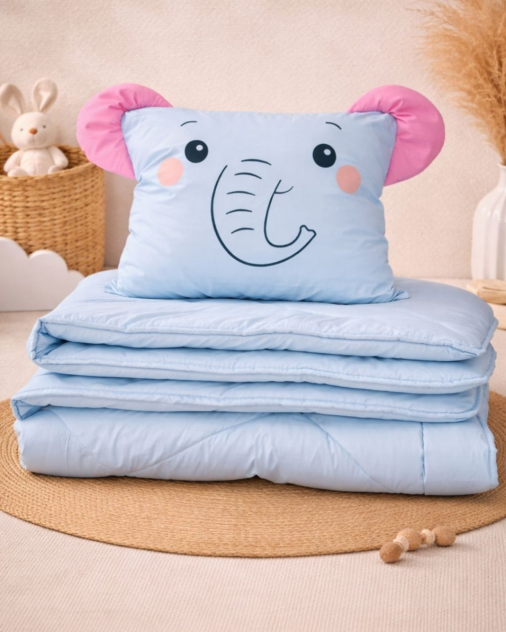 Zestaw Blankies: Kołdra (140x200) + Poduszka (50x60) – Mniej warstw, więcej snu - kolor - błękitny