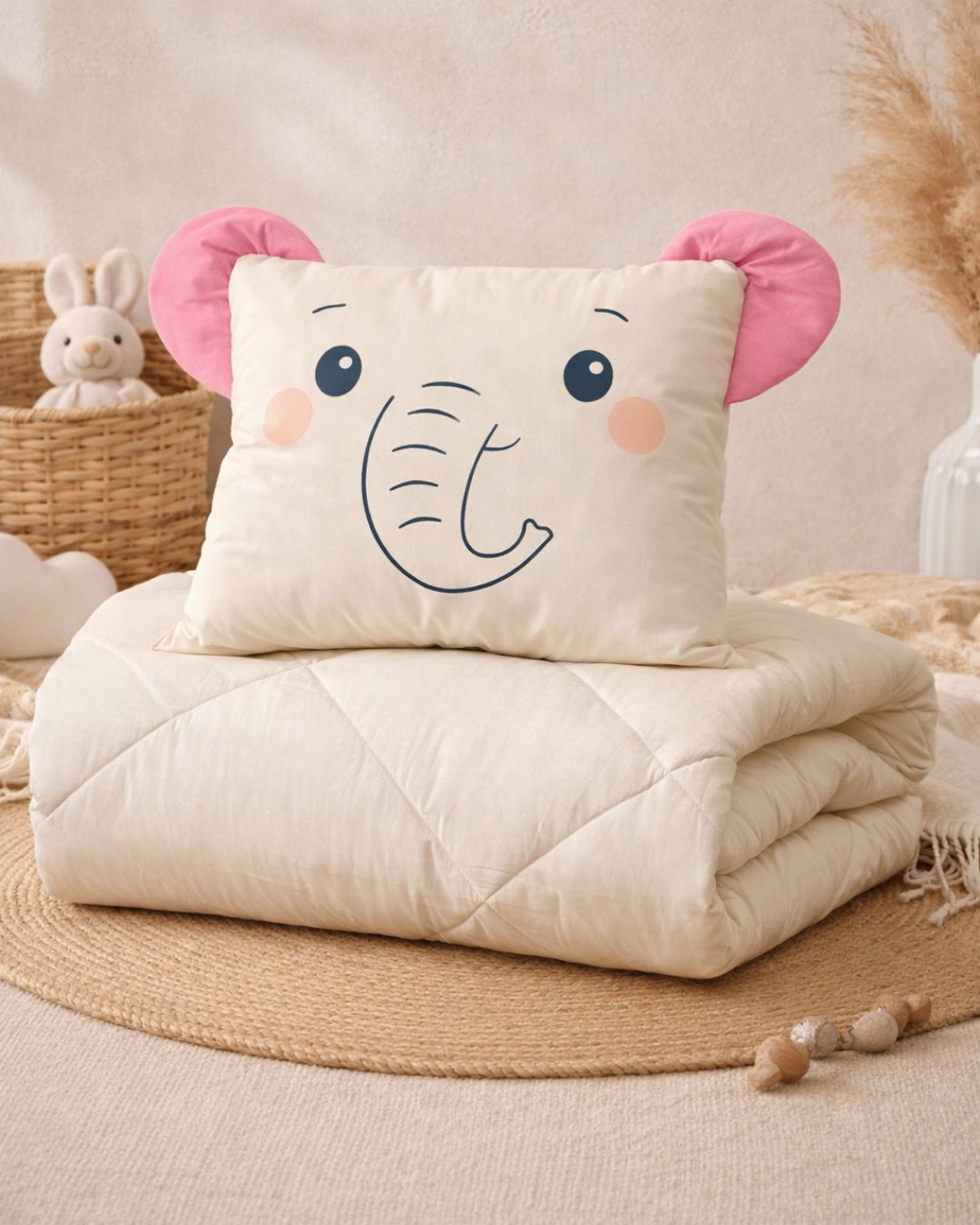 Zestaw Blankies: Kołdra (140x200) + Poduszka (50x60) – Mniej warstw, więcej snu - kolor - Słoneczne Ecru